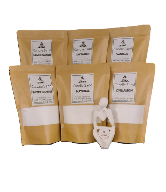 pearled Candle Sand wax, 100% natural, vegan, biological incl. wicks, 250g, NO paraffins, white, PET friendly, saver and durable as confentional Candles