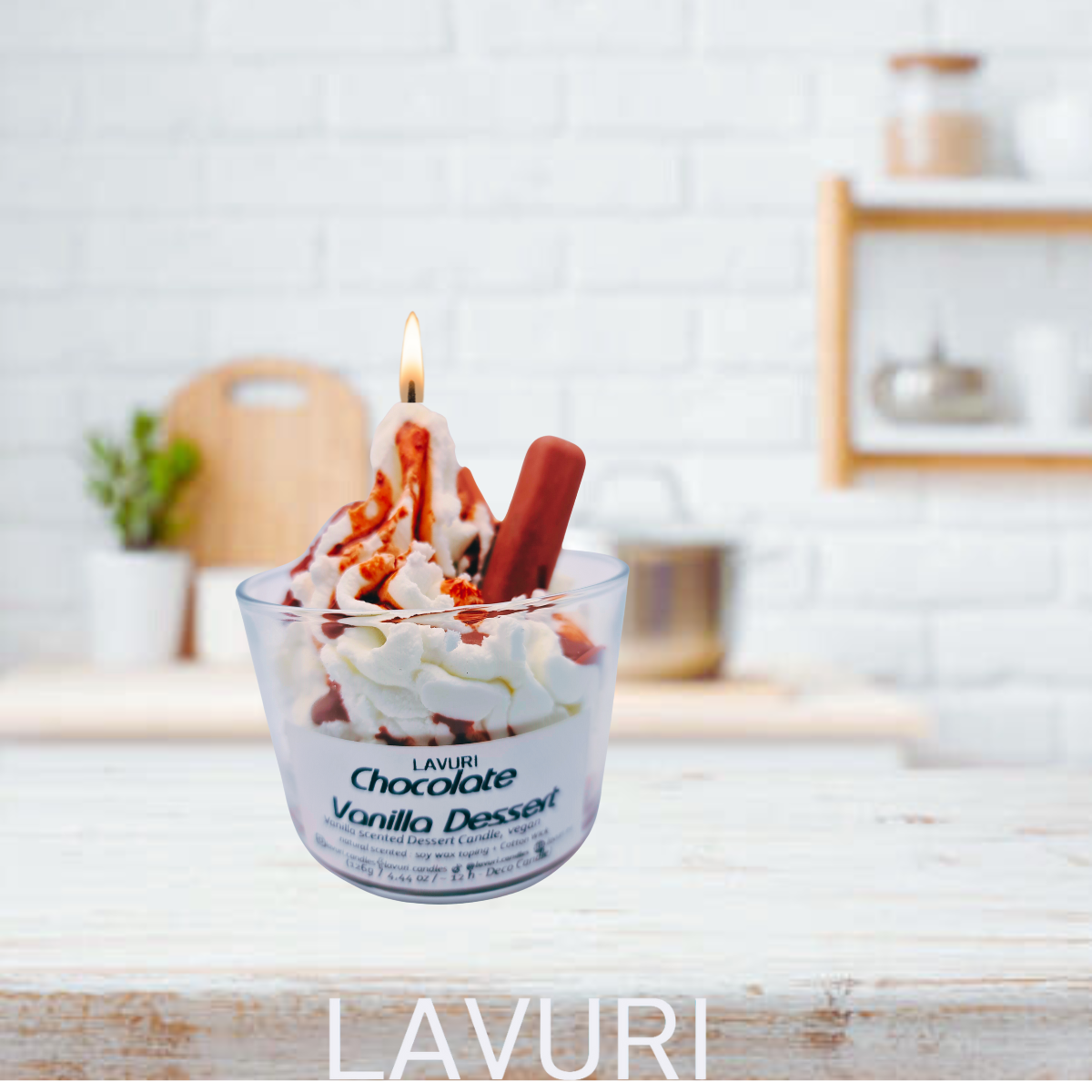 LAVURI® Chocolate Vanilla Dessert CUP aus Soja Wachs Duftkerze vegan handmade