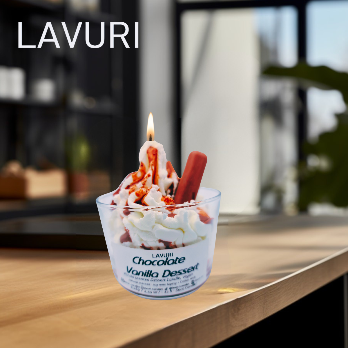 LAVURI® Chocolate Vanilla Dessert CUP aus Soja Wachs Duftkerze vegan handmade