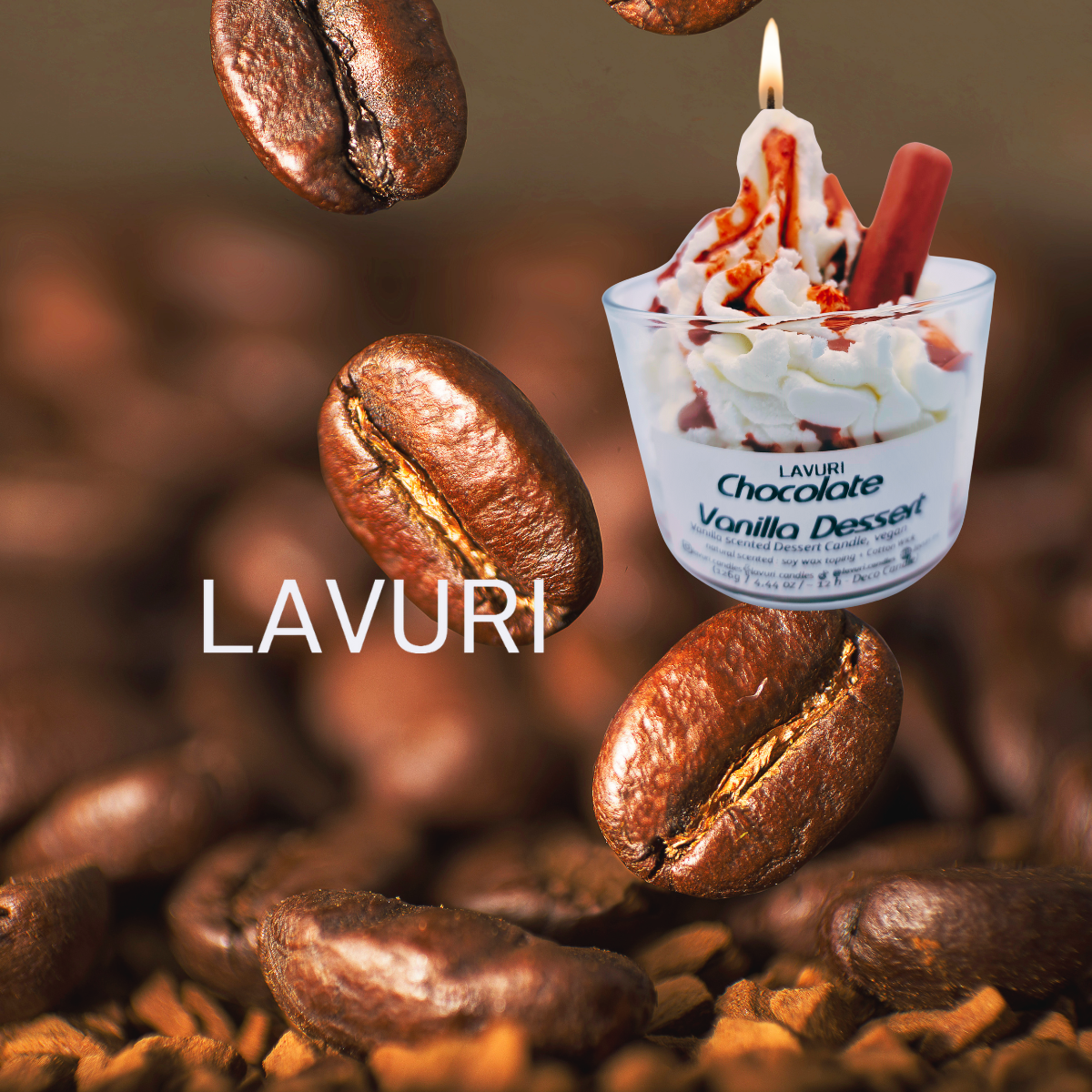 LAVURI® Chocolate Vanilla Dessert CUP aus Soja Wachs Duftkerze vegan handmade