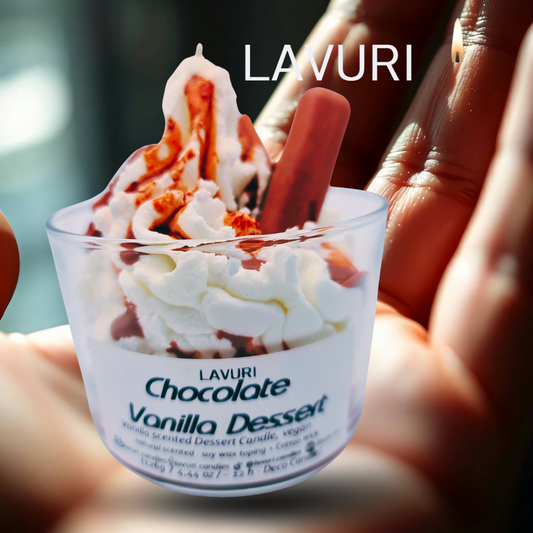 LAVURI® Chocolate Vanilla Dessert CUP aus Soja Wachs Duftkerze vegan handmade