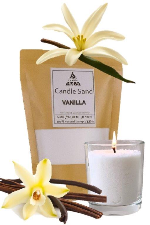 pearled Candle Sand wax, 100% natural, vegan, biological incl. wicks, 250g, NO paraffins, white, PET friendly, saver and durable as confentional Candles
