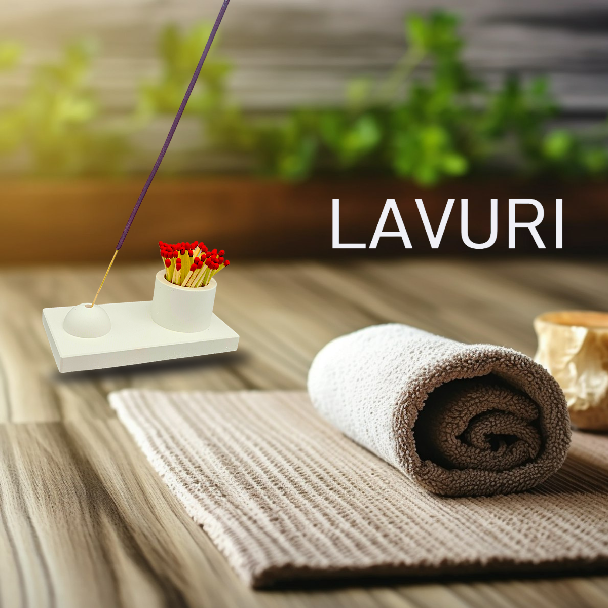 LAVURI® Pure Calm SET mit 20 Lavendel Räucherstäbchen mit Tablot inkl. Streichhölzer, handgefertigt, persönlich verpackt