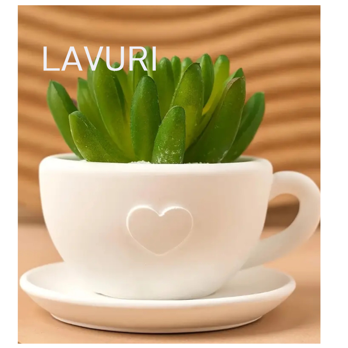 LAVURI® Cappuccino Tasse mit separatem Teller für Wachskerzen, Kerzensand / Perlwachs, Trockenblumen, Dekoration und als Duftkerzen Varianten erhältlich