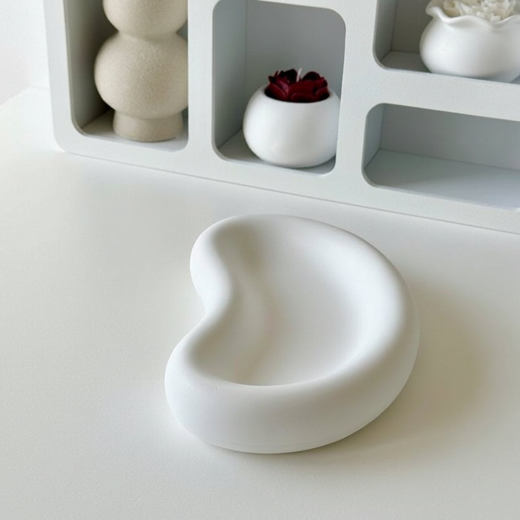LUNA 50 handmade ceramic deep plate, white, sealed, 20cm