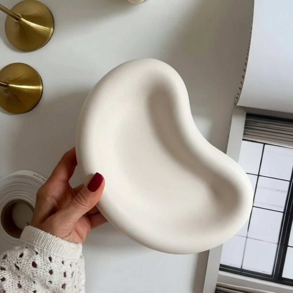 LUNA 50 handmade ceramic deep plate, white, sealed, 20cm