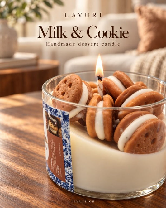 LAVURI MILK & Cookie – Candela gourmand di soia artigianale