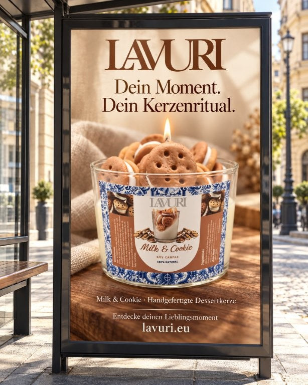 LAVURI MILK & Cookie – Candela gourmand di soia artigianale