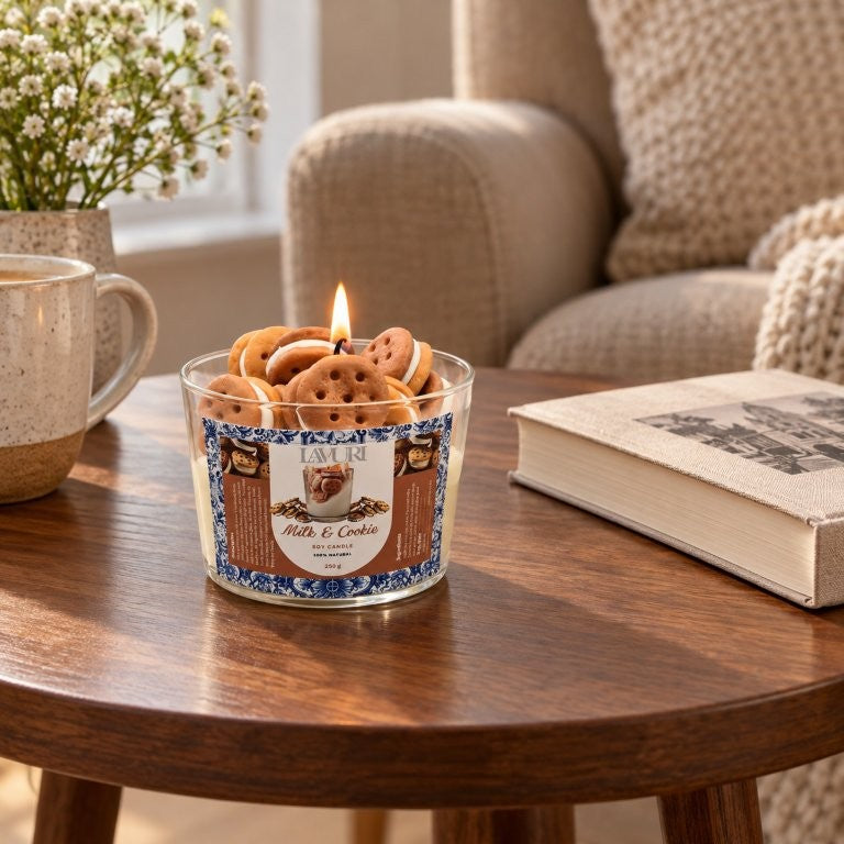 LAVURI MILK & Cookie – Candela gourmand di soia artigianale