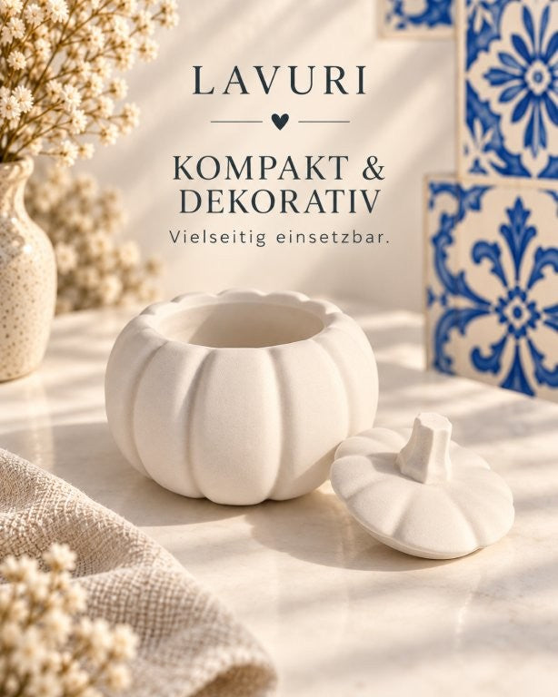 LAVURI Kürbistopf + Deckel – Handgefertigtes Deko-Gefäß DIY-Topf + Deckel