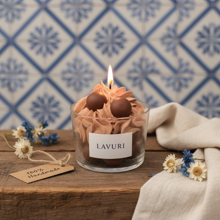 LAVURI Truffle Cream Dessert Candle CUP Soy wax scented candle, vegan, handmade bio Duftkerze - LAVURI® Home DECOR & Gourmet Candles