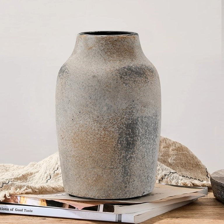 SICILIA - Rustic Country Style Ceramic Flower Vase, 18 cm x 11,9 cm, Boho Vase for Home Decor