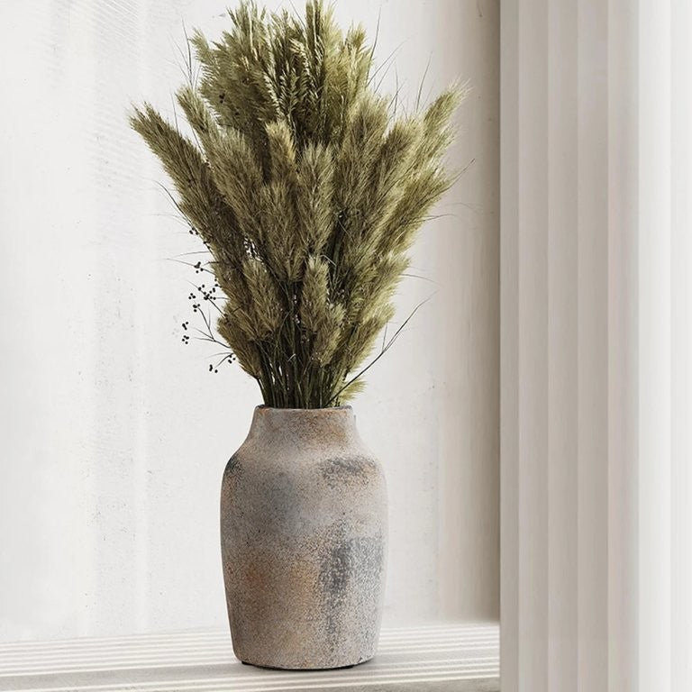 SICILIA - Rustic Country Style Ceramic Flower Vase, 18 cm x 11,9 cm, Boho Vase for Home Decor