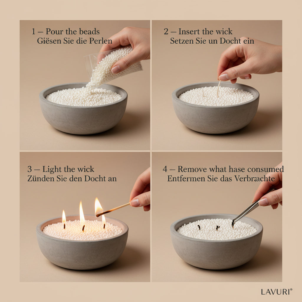 LAVURI Candle Sand Dust pearled wax plant vegan bio DIY Kerzen making 