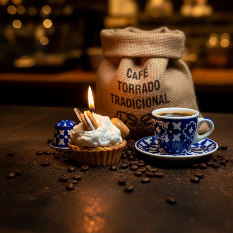 LAVURI® Caramel Tart - Gourmet Cookie Candle as a caramel sponge cake with whipped cream, chocolate bar and cookie rings as decoration