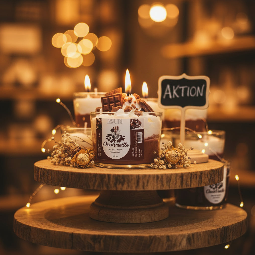 LAVURI Chocolate Vanilla CUP Gourmet Dessert Cande handmade bio vegan Duftkerze Algarve Candles