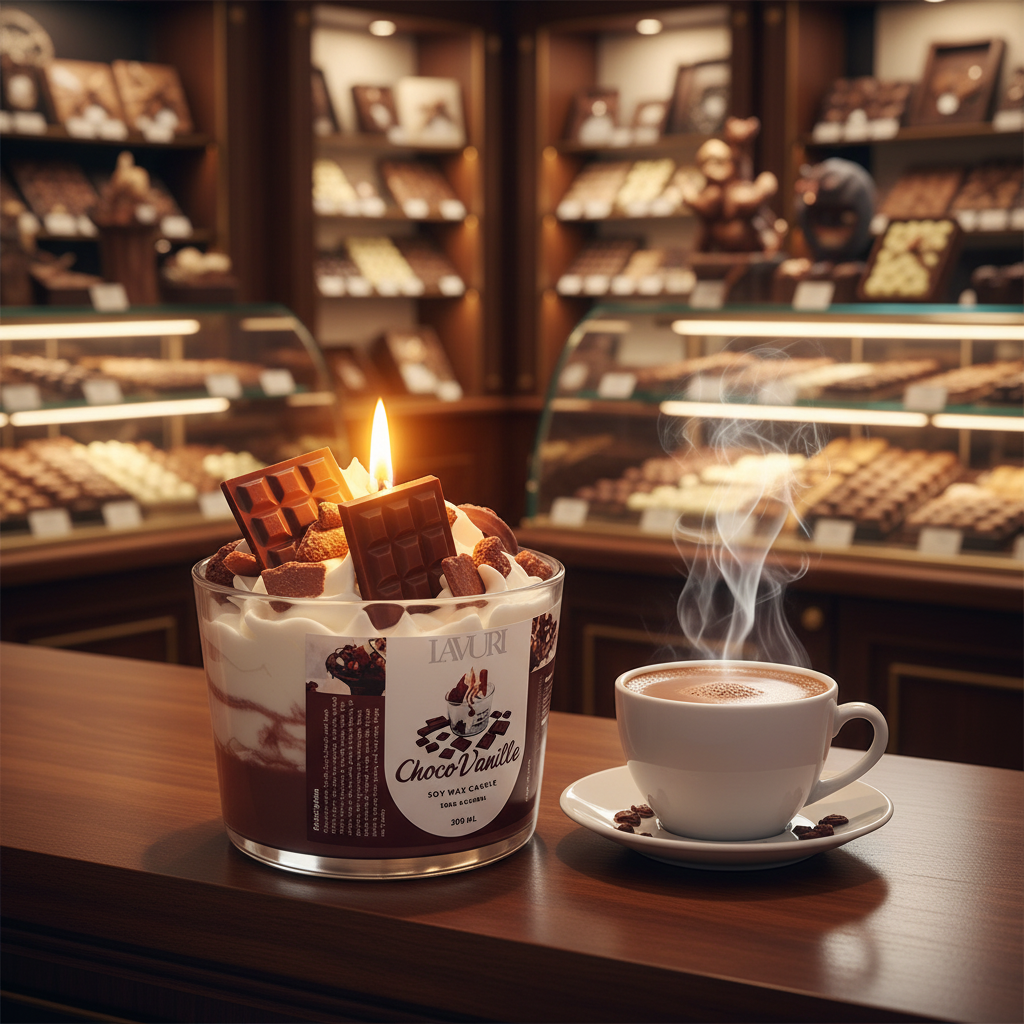 LAVURI Chocolate Vanilla CUP Gourmet Dessert Cande handmade bio vegan Duftkerze Algarve Candles