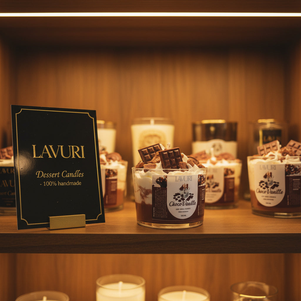 LAVURI Chocolate Vanilla CUP Gourmet Dessert Cande handmade bio vegan Duftkerze Algarve Candles