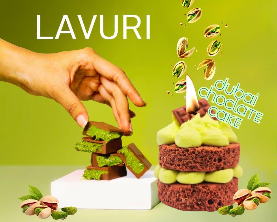 LAVURI Dubai Chocolate Cake Gourmet Dessert Duftkerze handmade bio vegan algarve candle portugal germany