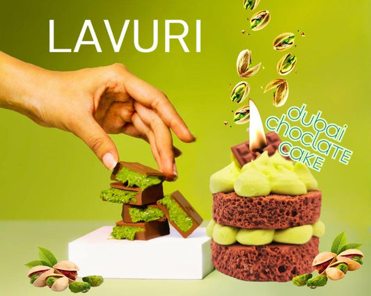 LAVURI Dubai Chocolate Cake Gourmet Dessert Duftkerze handmade bio vegan algarve candle portugal germany
