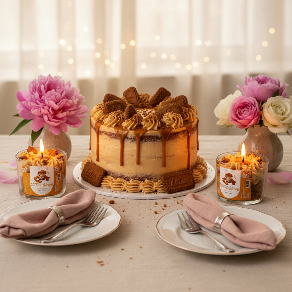 LAVURI LOTUS Biscoff Creme Gourmet Dessert Candle Duftkerze
