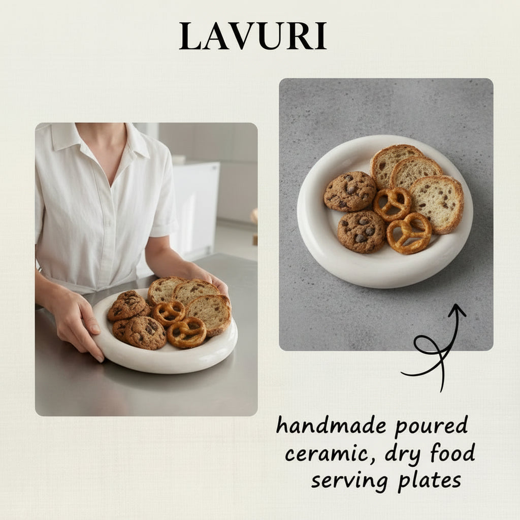 LAVURI LUNA100 Plate Bowl Teller Schale handmade ceramic white 20cm vegan