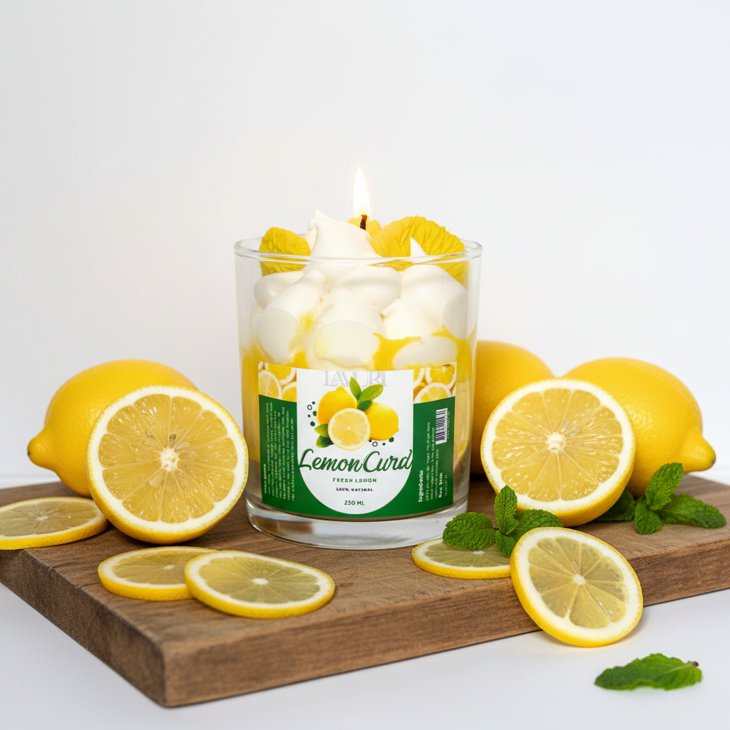 LAVURI Lemon Curd CUP soy wax vegan bio Lemon Zitrone Duftkerze handmade Algarve Candles Amalfi Coast