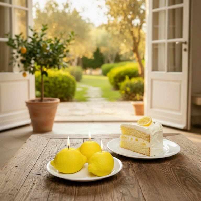 LAVURI Lemon Fruit Candle Soy Wax vegan bio handmade Wedding Duftkerze Geschenk