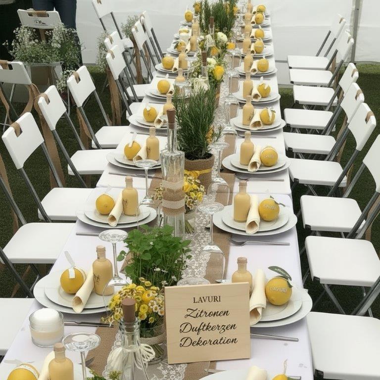 LAVURI Lemon Fruit Candle Soy Wax vegan bio handmade Wedding Duftkerze Geschenk