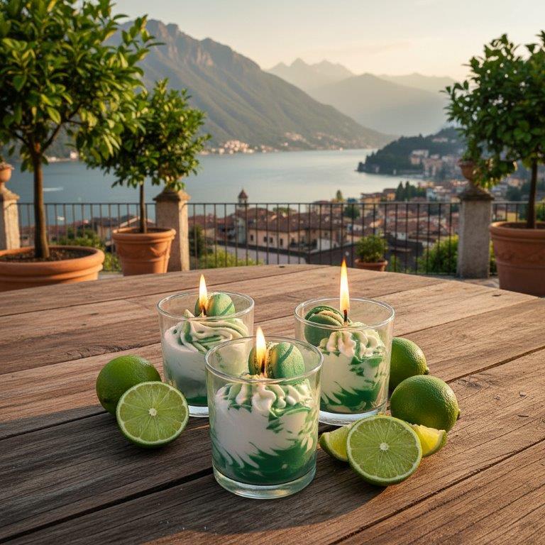 LAVURI Lime Cream CUP Gourmet Dessert Candle, Soy Wax handwipped foam & detailed decorated, vegan bio handmade
