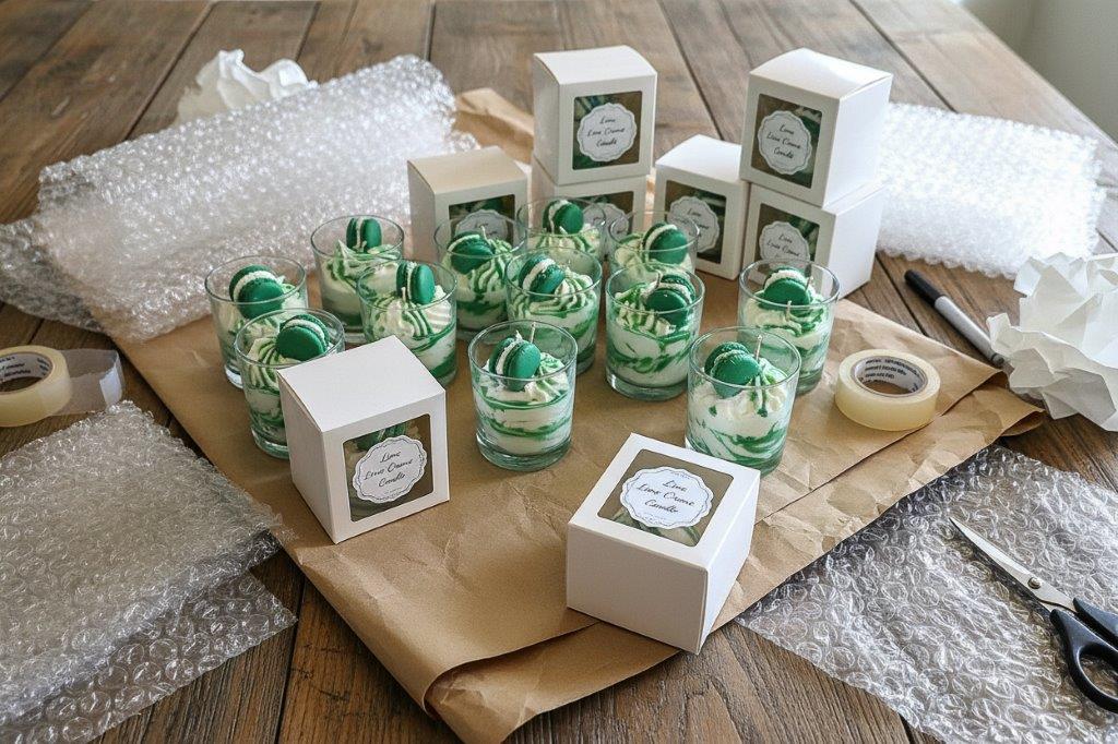 LAVURI Lime Cream CUP Gourmet Dessert Candle, Soy Wax handwipped foam & detailed decorated, vegan bio handmade