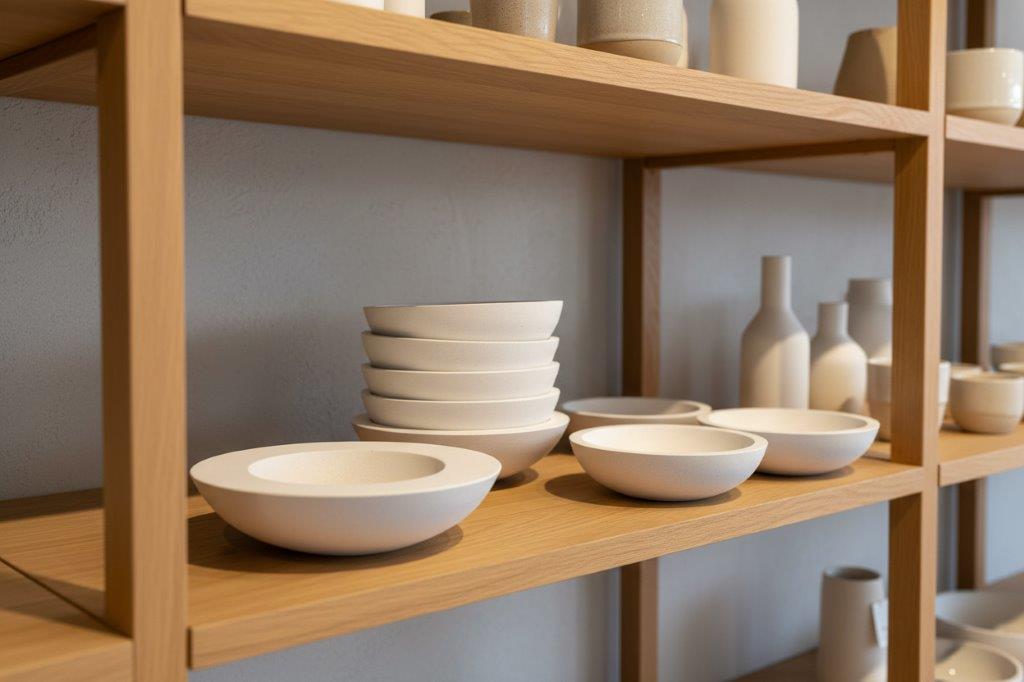 LAVURI® Off-center ceramic bowl, concentric, eloquent handmade home decor, for candle sand bowl, jewelry storage design decoration