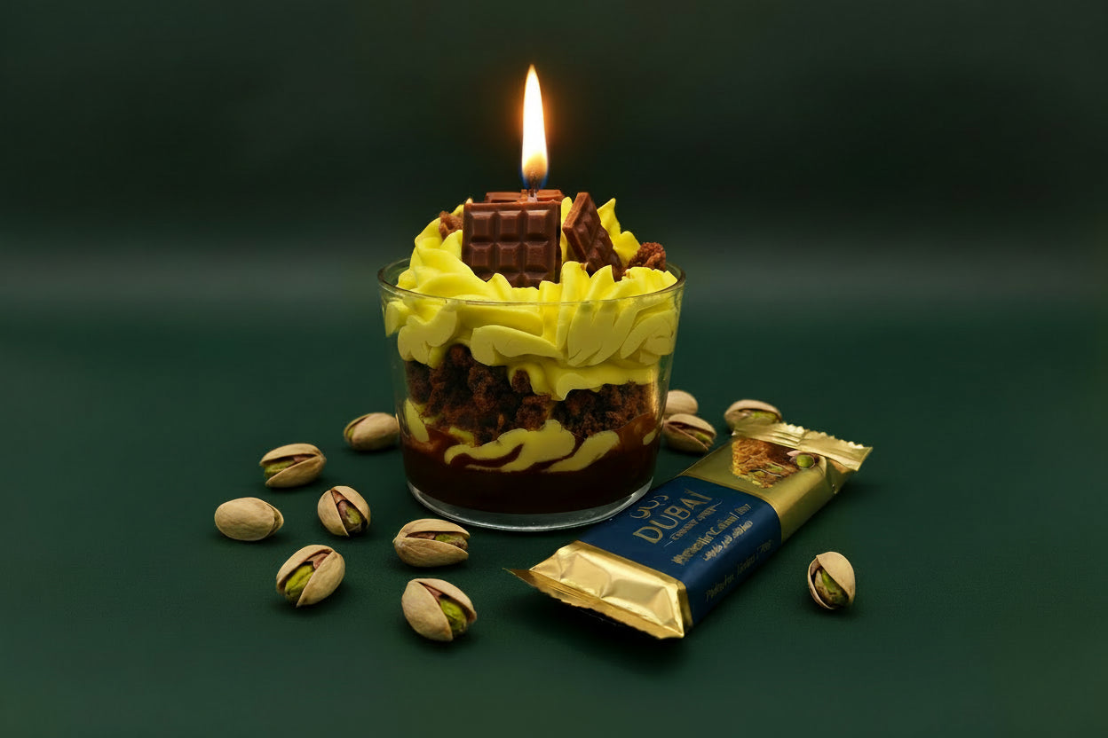 Duftkerze handmade soy wax soja wachs bio vegan pistacio dubai dessert candle