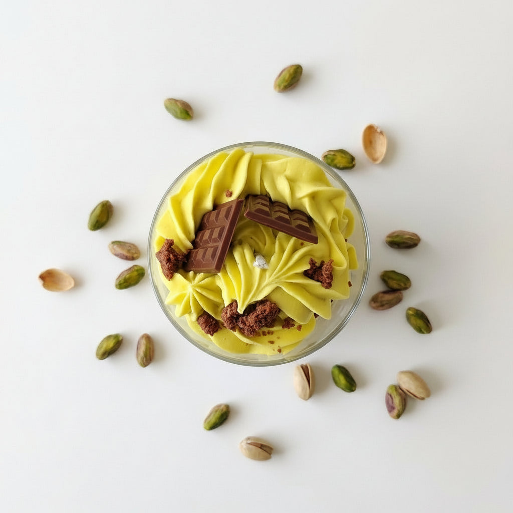 Duftkerze handmade soy wax soja wachs bio vegan pistacio dubai dessert candle