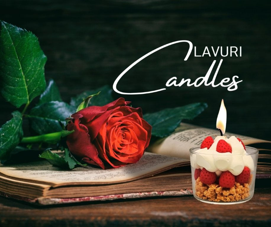 LAVURI Strawberry Cheese Cake CUP soy wax vegan bio Erdbeer Käsekuchen Duftkerze handmade Algarve Candles