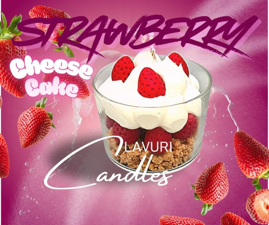 LAVURI Strawberry Cheese Cake CUP soy wax vegan bio Erdbeer Käsekuchen Duftkerze handmade Algarve Candles