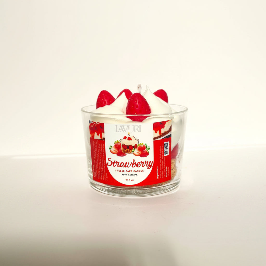 LAVURI Strawberry Cheese Cake CUP soy wax vegan bio Erdbeer Käsekuchen Duftkerze handmade Algarve Candles