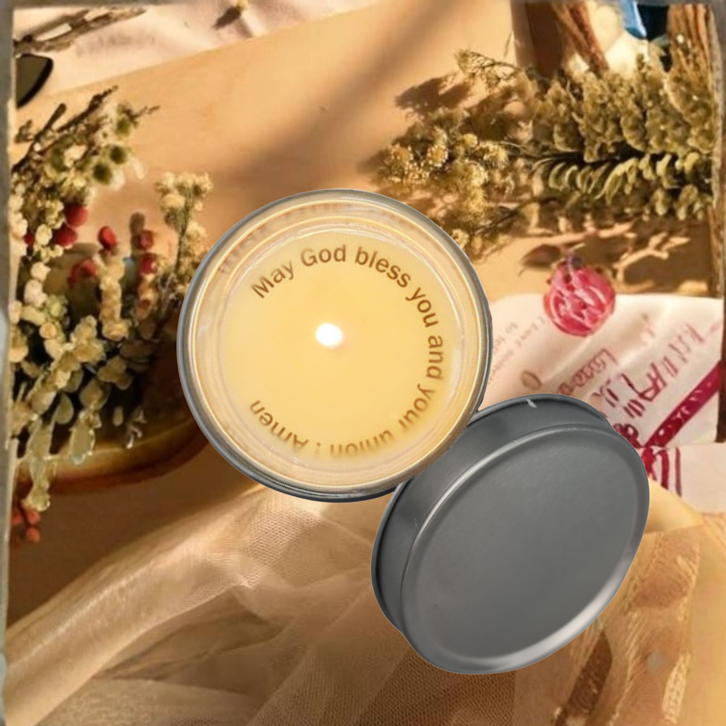 Vela Sorpresa LAVURI, Mensaje en una Lata, vela artesanal de cera de soja natural perfumada, vela regalo con mensaje secreto