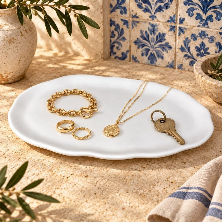 LAVURI Lago Maggiore – Handgefertigte Keramik-Dekoschale für Schmuck und Schlüssel