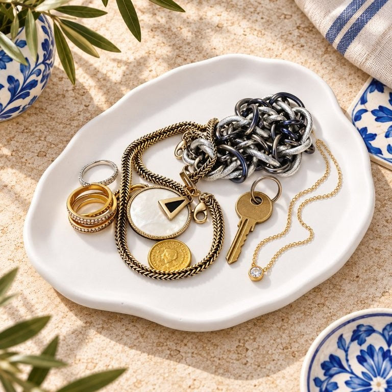 LAVURI Lago Maggiore – Handgefertigte Keramik-Dekoschale für Schmuck und Schlüssel