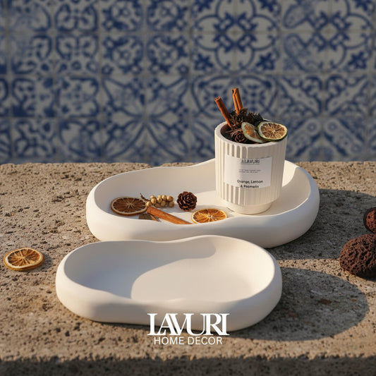 LAGO DI GARDA deco tray for dry food, bread & flowers, juwelery, keys, Candle sand pearled wax for DIY Candles - LAVURI® Home DECOR & Gourmet Candles