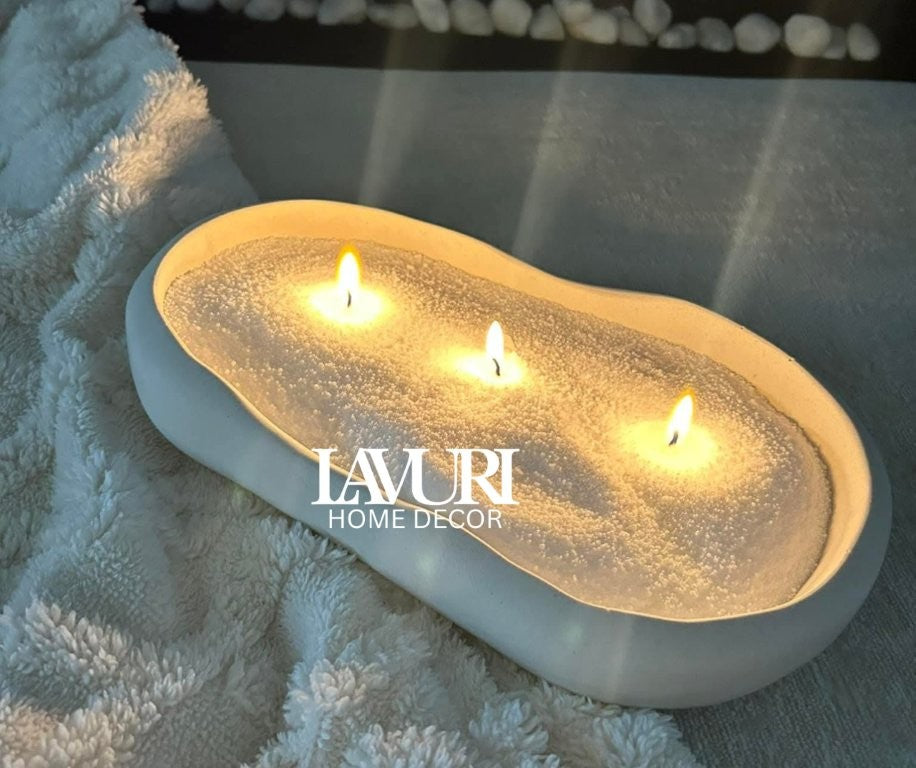 LAGO DI GARDA deco tray for dry food, bread & flowers, juwelery, keys, Candle sand pearled wax for DIY Candles