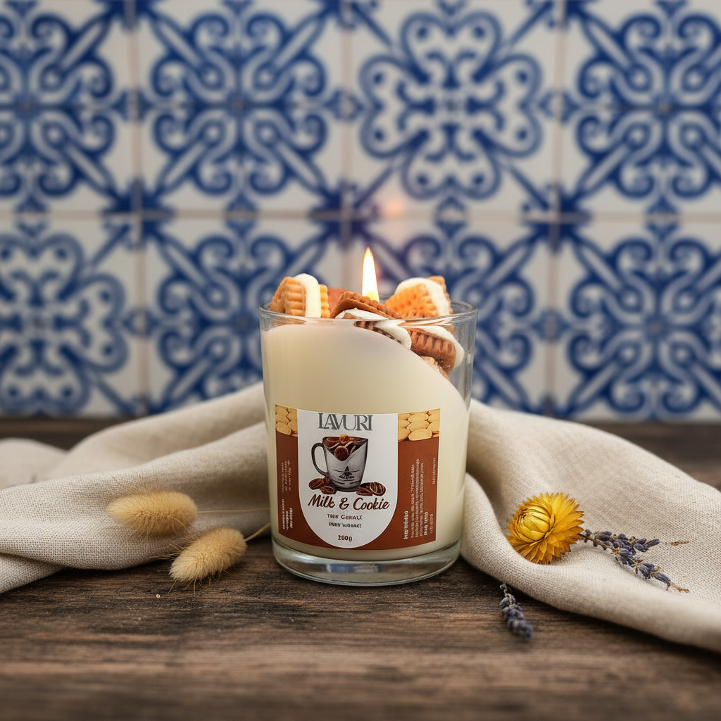 LAVURI® MILK & Cookie in a mug made of soy wax, a vegan handmade scented candle - LAVURI® Home DECOR & Gourmet Candles