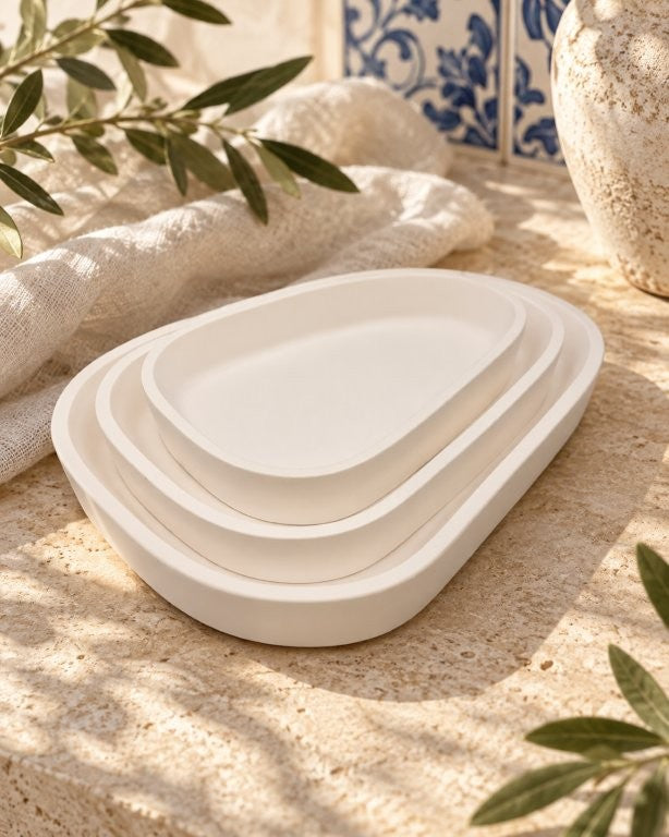 Ensemble de plateaux en céramique artisanaux LAVURI 3 Modena SML - coffret beauté combiné