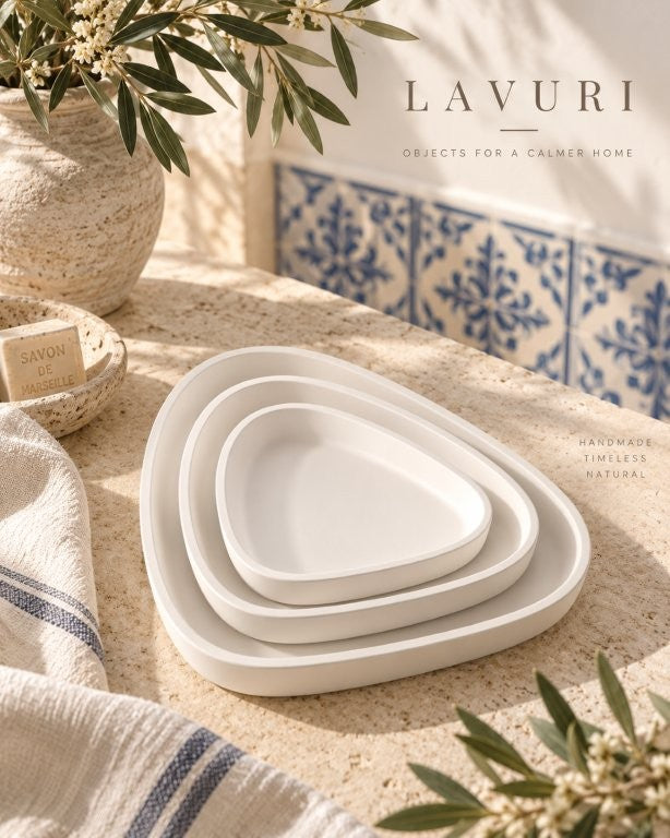 Ensemble de plateaux en céramique artisanaux LAVURI 3 Modena SML - coffret beauté combiné