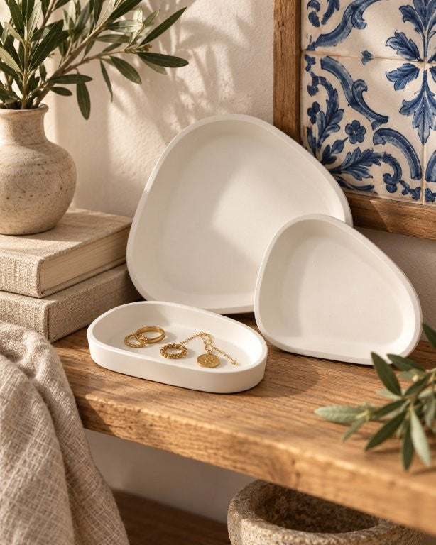 Ensemble de plateaux en céramique artisanaux LAVURI 3 Modena SML - coffret beauté combiné