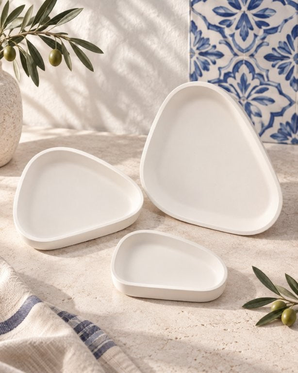 Ensemble de plateaux en céramique artisanaux LAVURI 3 Modena SML - coffret beauté combiné