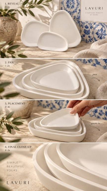 Ensemble de plateaux en céramique artisanaux LAVURI 3 Modena SML - coffret beauté combiné
