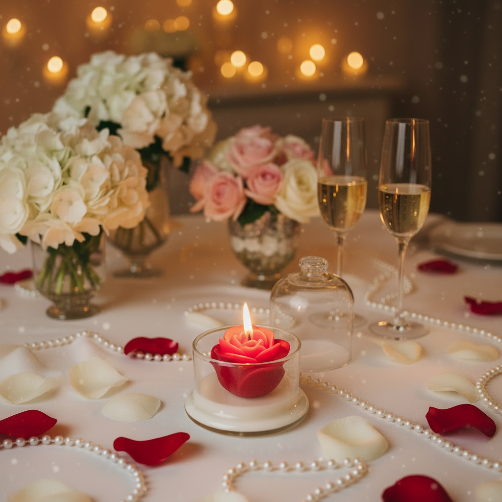 RED ROSE Duftkerze Soy Wax Candle in luxury Glas Dome handmade bio vegan nachhaltig