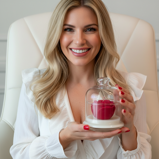RED ROSE Duftkerze Soy Wax Candle in luxury Glas Dome handmade bio vegan nachhaltig